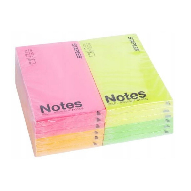 Notes neonowy, samoprzylepny, 127x76mm, opakowanie 12szt