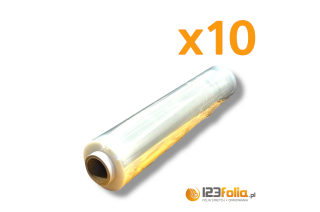Folia stretch ręczna 2,7 kg transparentna – rolka z bliska