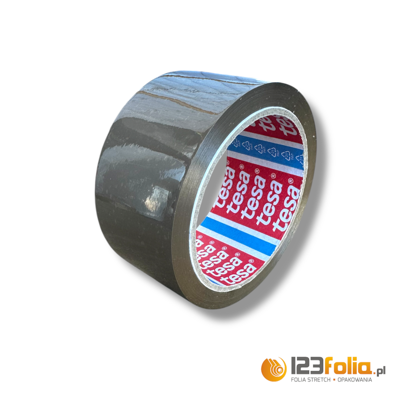 Brązowa taśma pakowa Tesa 4263 solvent 48x66 mm – zbliżenie na rolkę
