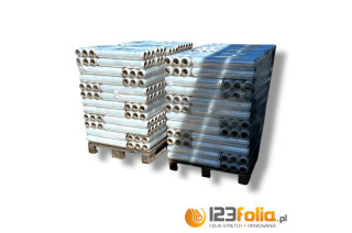 Transparentna folia stretch 2,50 kg – półpaleta 180 rolek – 123folia.pl
