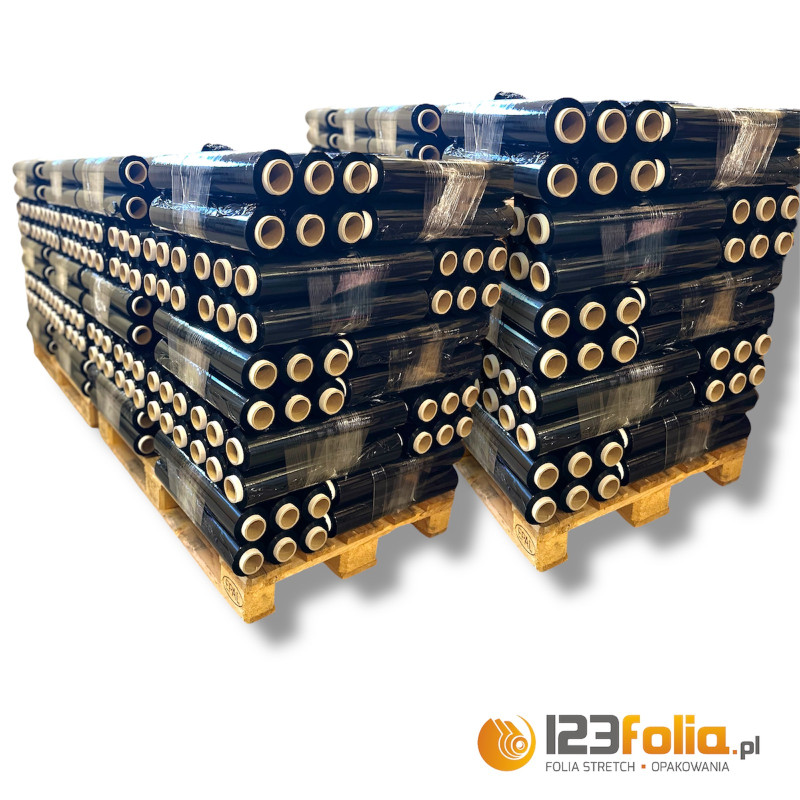 Czarna folia stretch 2,50 kg – półpaleta 180 sztuk – 123folia.pl