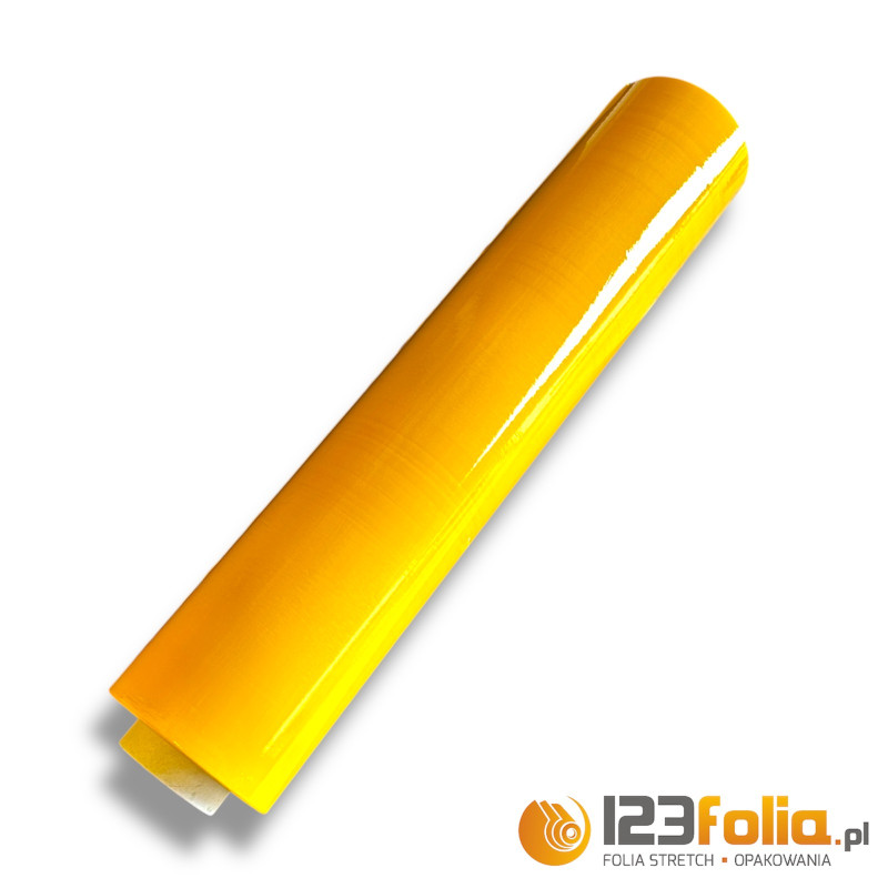 Żółta folia stretch 1,50 kg szerokość 50cm – hurtownia opakowań 123folia.pl