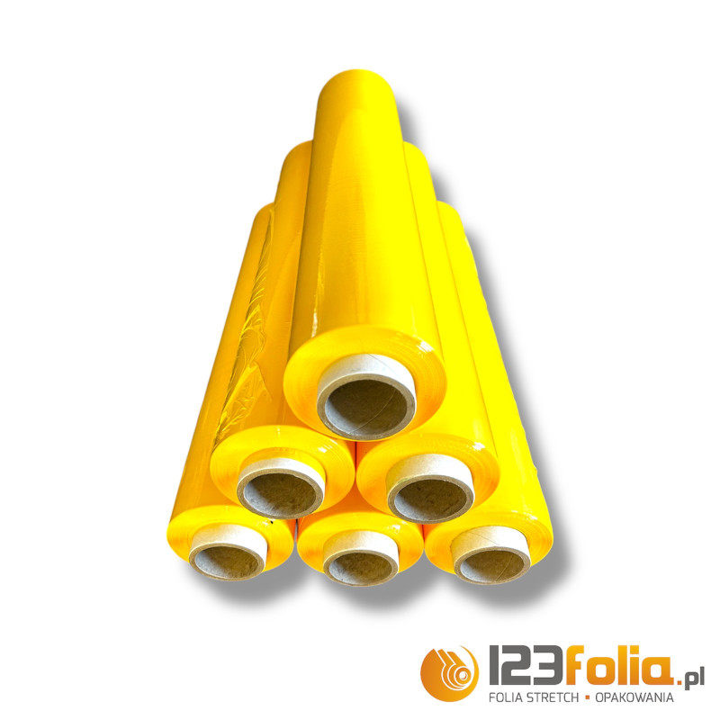 Rolki folii stretch żółtej 2,50 kg – zabezpieczanie palet i przesyłek