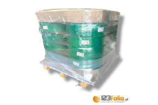 Taśma PET spinająca 15,5 mm zielona na rolce – 123folia.pl paleta