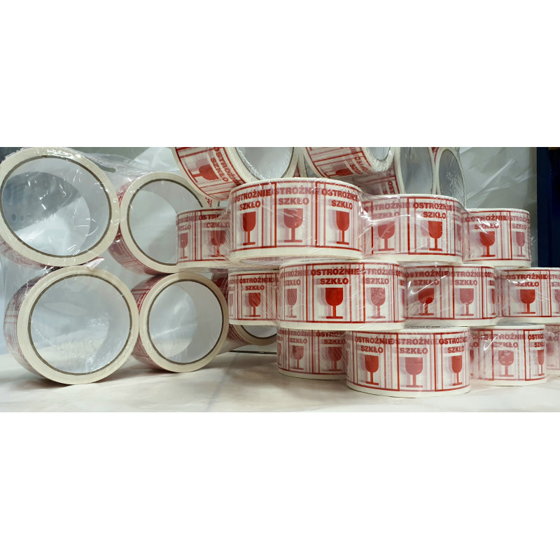 Taśma pakowa ostrzegawcza - Ostrożnie szkło