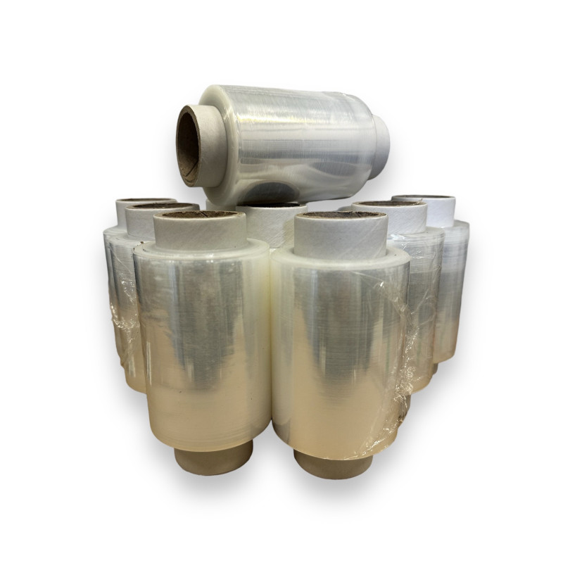 Folia stretchowa mini 250g na krótkiej tulei fi38 – idealna do pakowania długich przedmiotów