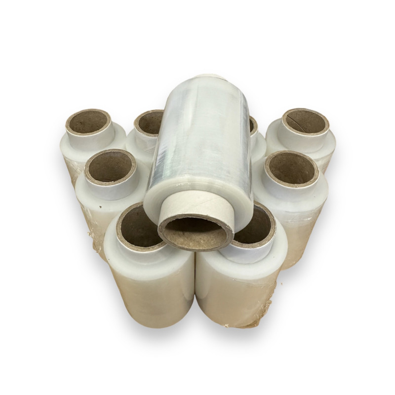 Bezbarwna folia stretch mini 250g fi38 – poręczne rozwiązanie do owijania paczek i listew