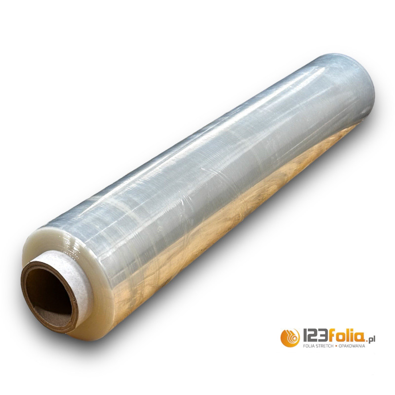 folia stretch transparentna 2,5 kg cienka tulejka 23 mikrony 50 cm – 123Folia Gdańsk