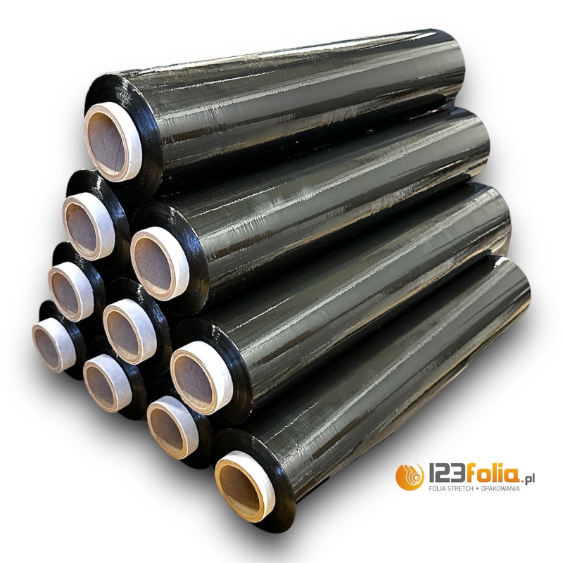 Czarna folia stretch 3,30 kg – ochrona towaru w transporcie Czarna folia stretch 3,30 kg – ochrona towaru w transporcie