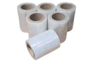Mini folia stretch 250g z tuleją Fi50 – przezroczysta, poręczna folia stretchowa